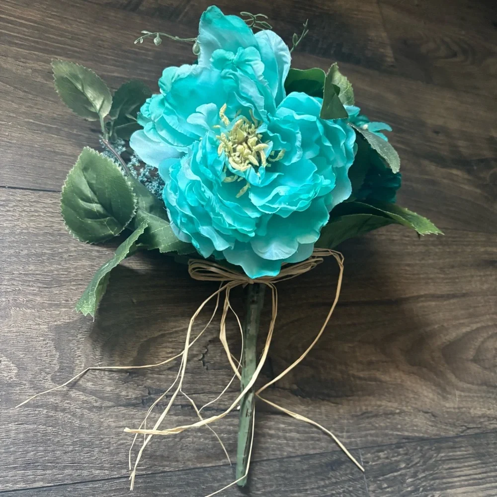Elegant Teal Artificial Floral Bouquet